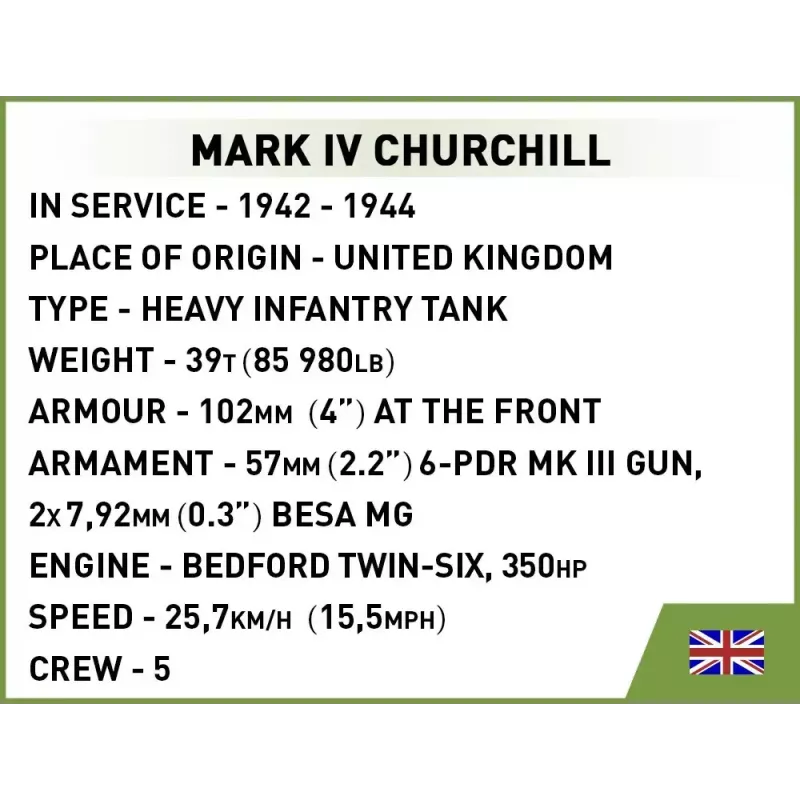 Cobi Blocks Mark IV Churchill konstravimo rinkinys, 668 detalės (COBI-3128)