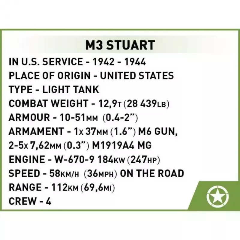 COBI M3 Stuart konstravimo rinkinys, 511 detalių