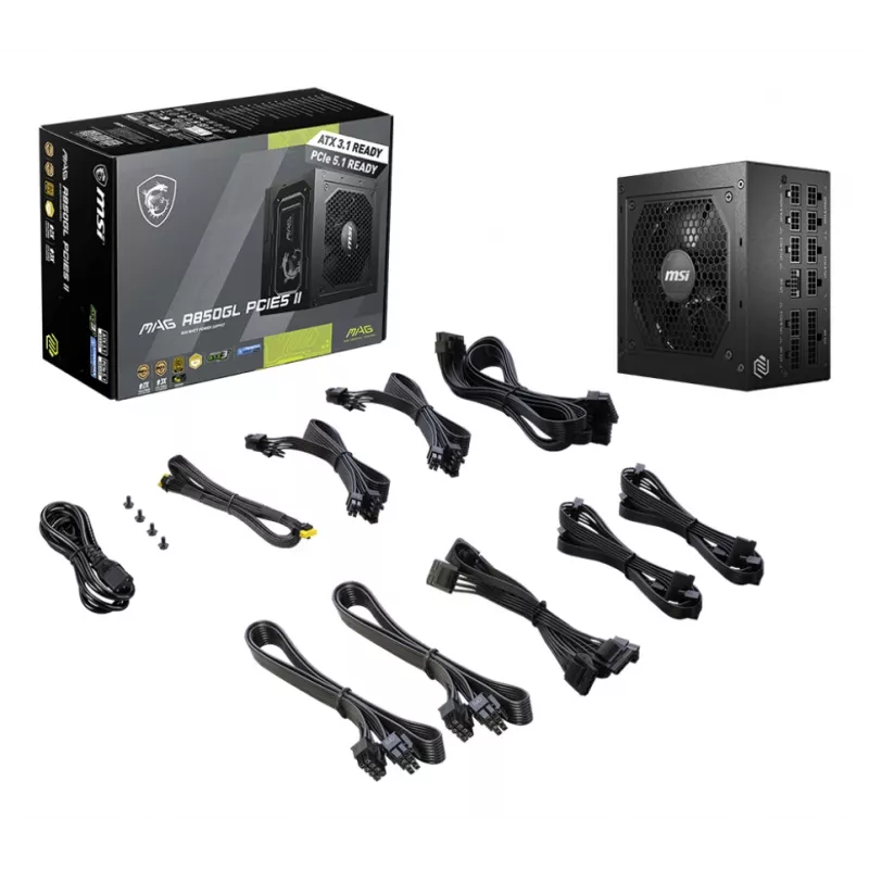 MSI MAG A850GL PCIE5 II maitinimo blokas 850 W 20+4 pin ATX ATX Juoda