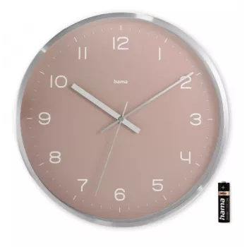 Radijo valdomas laikrodis Hama Fiji Circle Pink Silver, baterija AA