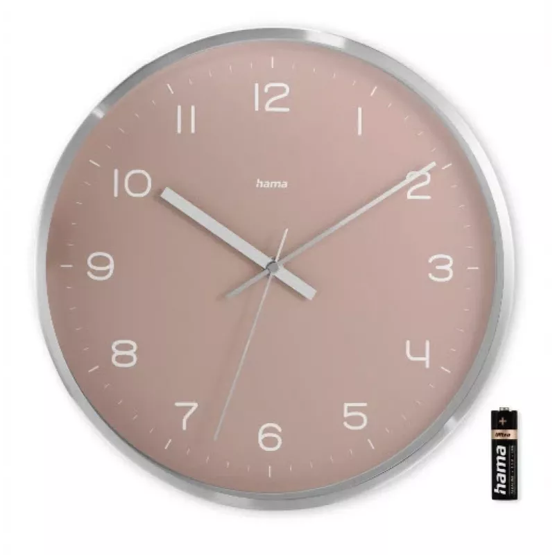 Radijo valdomas laikrodis Hama Fiji Circle Pink Silver, baterija AA