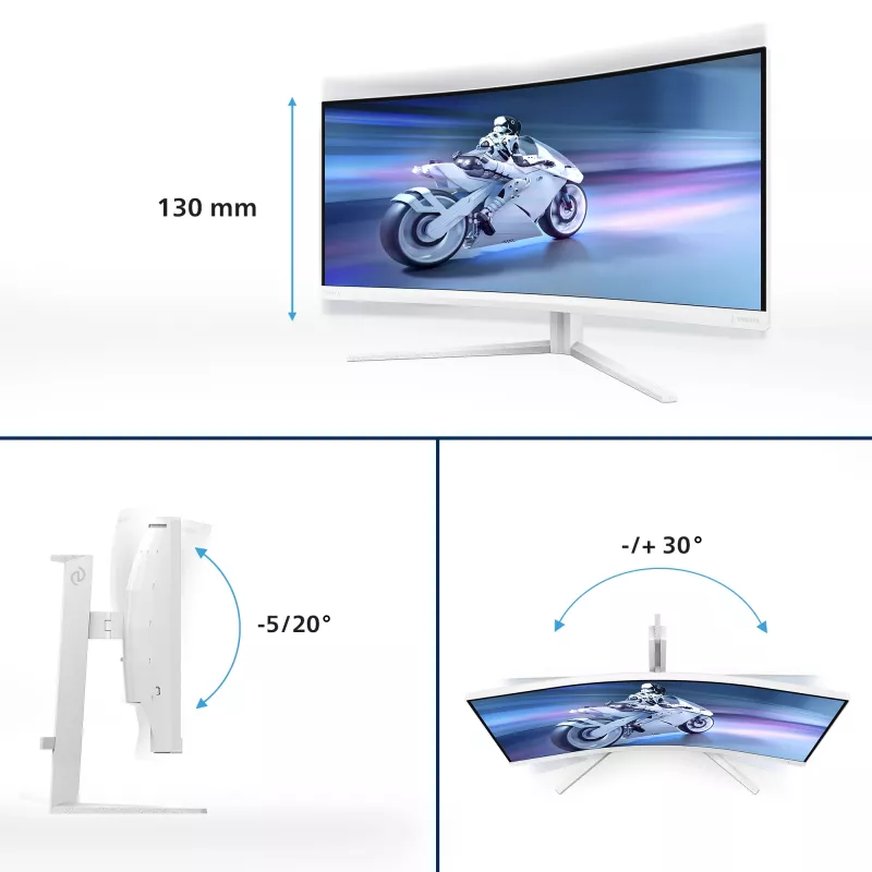 Philips Evnia 5000 34M2C5501A/00 monitorius 86,4 cm (34 colių) 3440 x 1440 pikselių Wide Quad HD LCD baltas