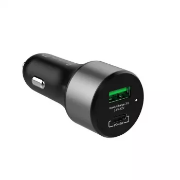 Automobilinis kroviklis Crong CRG-PWRC-USBC63-BLK 63W greitasis įkrovimas išmaniesiems telefonams ir laikrodžiams