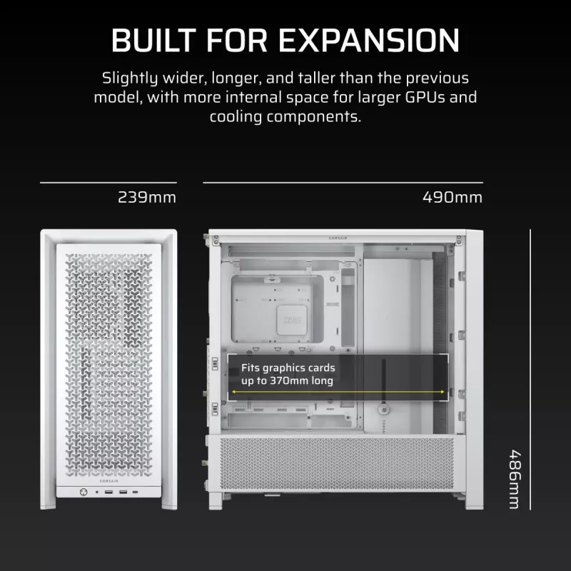 CORSAIR FRAME 4000D White vidutinis bokštinis korpusas