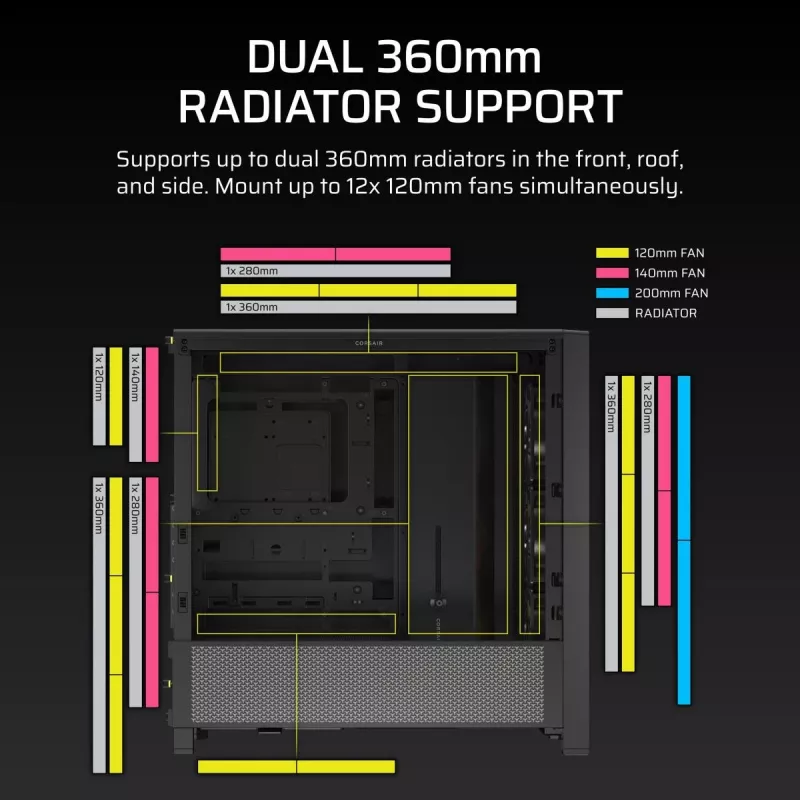 Korpusas CORSAIR FRAME 4000D RS ARGB Midi Tower Juodas