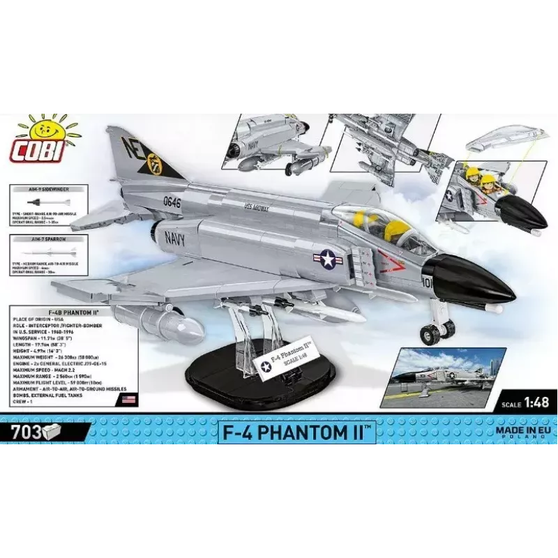 Cobi Blocks Armed Force F-4 Phantom II modelis 703 dalių konstravimo rinkinys