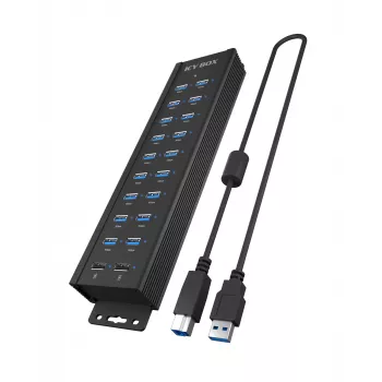 ICY BOX IB-HUB1720-U3 USB 3.2 Gen 1 tipo A 7 prievadų stalinis USB šakotuvas, juodas