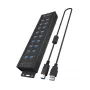 ICY BOX IB-HUB1720-U3 USB 3.2 Gen 1 tipo A 7 prievadų stalinis USB šakotuvas, juodas