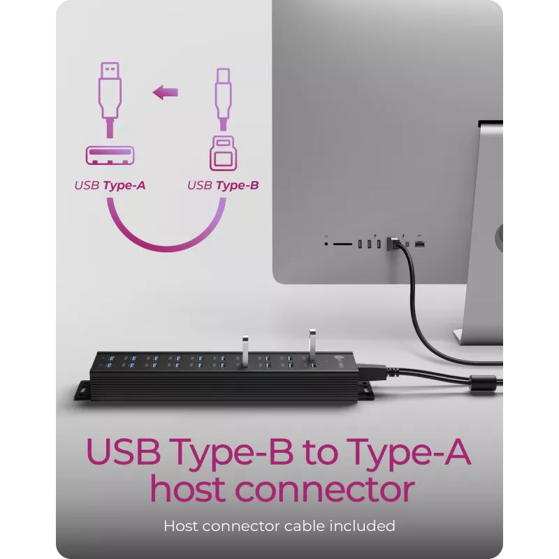 ICY BOX IB-HUB1720-U3 USB 3.2 Gen 1 tipo A 7 prievadų stalinis USB šakotuvas, juodas