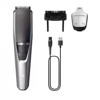 Barzdos kirpimo mašinėlė Philips BEARDTRIMMER Series 3000 BT3239/15, 0,5–10 mm, 20 ilgio nustatymų, įkraunama USB, juoda/sidabrinė