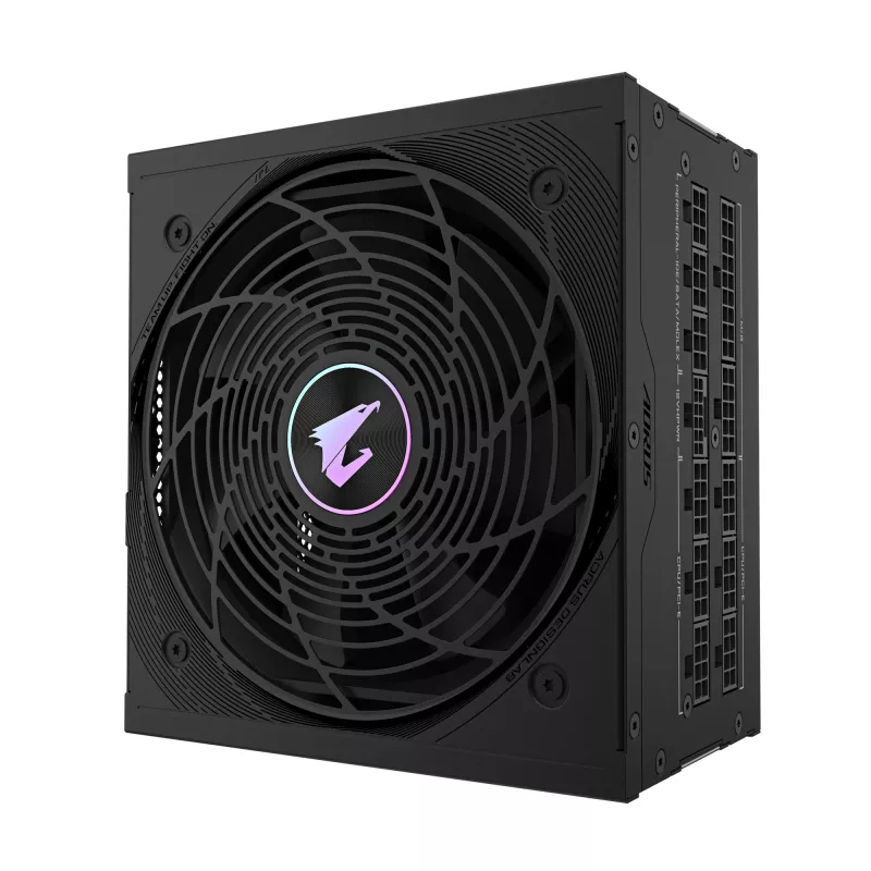 GIGABYTE AORUS ELITE P850W Maitinimo blokas - PCIe 5.0, 80 PLUS Platinum, visiškai modulinis, 120 mm ventiliatorius, ATX 3.0 suderinamas, EU kištukas