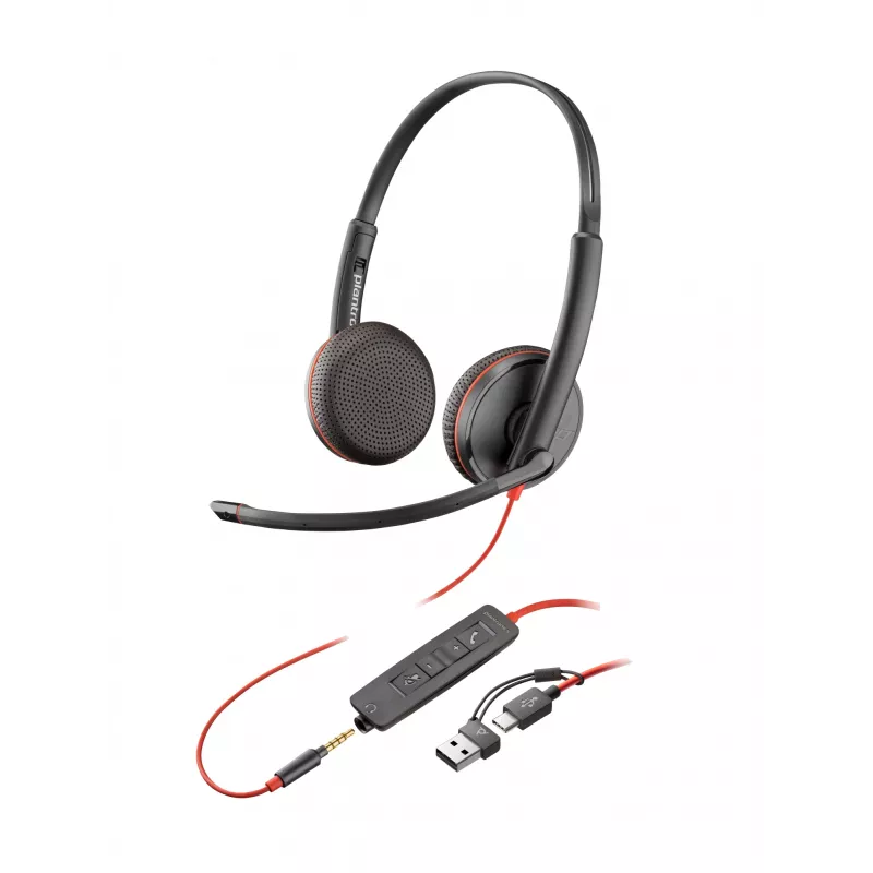 HP Poly Blackwire 3225 Stereo ausinės su USB-C, 3,5 mm lizdu ir USB-C/A adapteriu (Bulk)