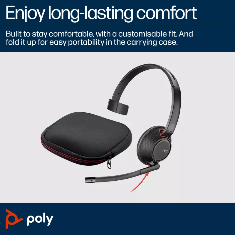 Ausinės HP Poly Blackwire 5210 Monofoninės USB-C + 3,5 mm kištukas + USB-C/A adapteris