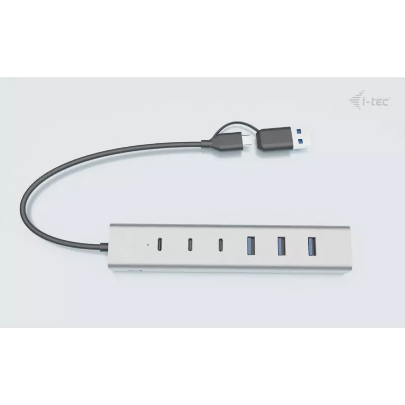 i-tec USB-C/USB-A Įkrovimo Metal HUB 7 prievadų (3x USB-C, 4x USB-A)