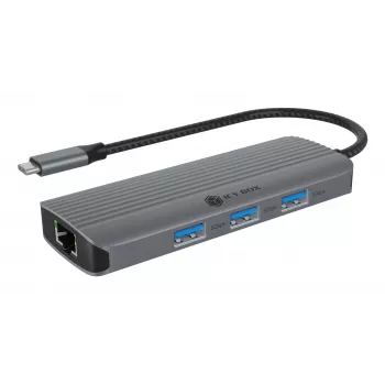 ICY BOX IB-DK4034a-CPD stalinė dokavimo stotelė USB 3.2 Gen 1 Type-C, aliuminis, sidabrinė