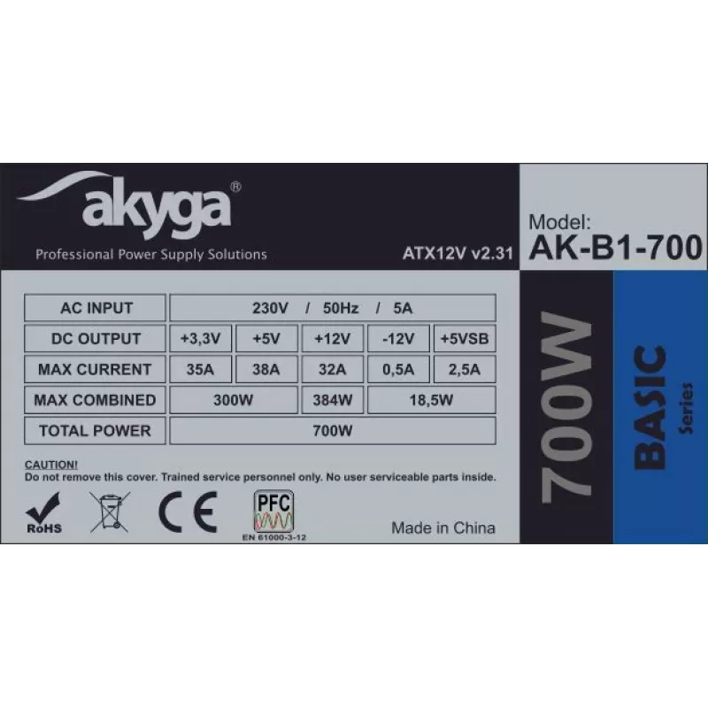 AKYGA AK-B1-700 700W ATX maitinimo blokas