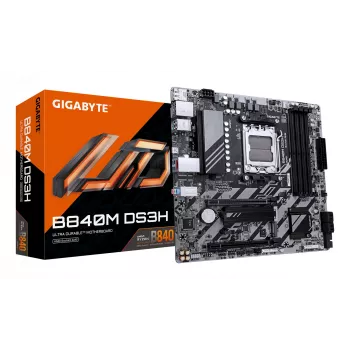 GIGABYTE B840M DS3H pagrindinė plokštė - AMD Ryzen 9000 procesoriams, 8+2+2 fazių VRM, iki 8200MHz DDR5, 2xPCIe 4.0 M.2, 2.5GbE LAN, USB 3.2 Gen 1