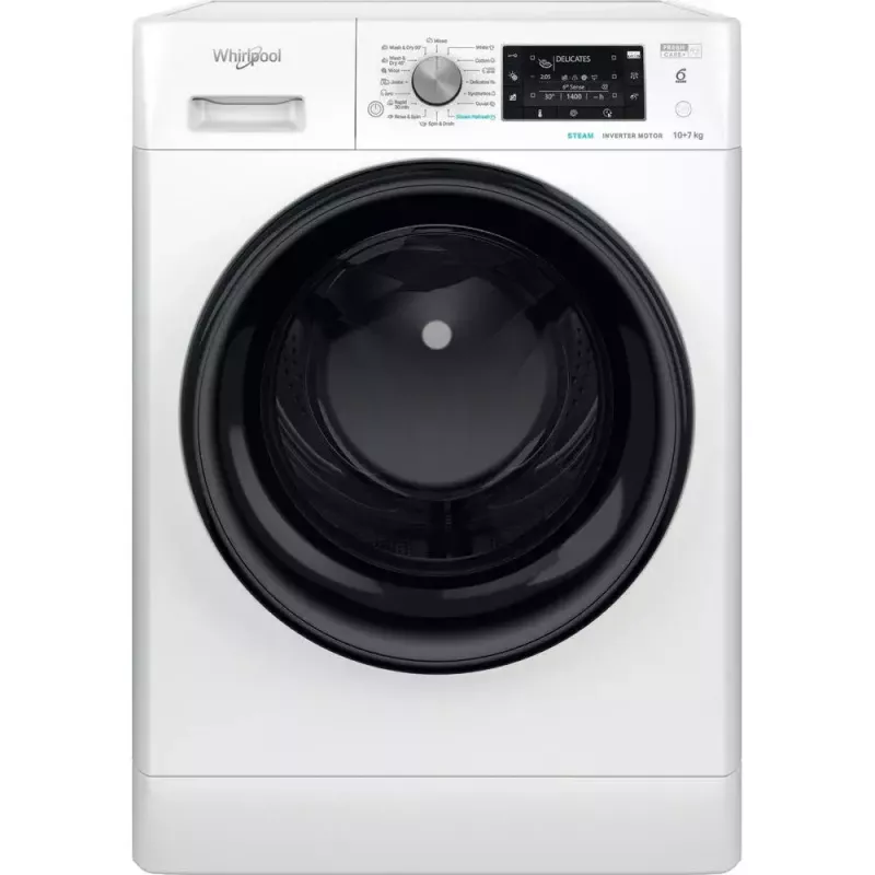 Whirlpool FFWDD1076258B skalbyklė su džiovykle Laisvai pastatoma Pakrovimas iš priekio Balta