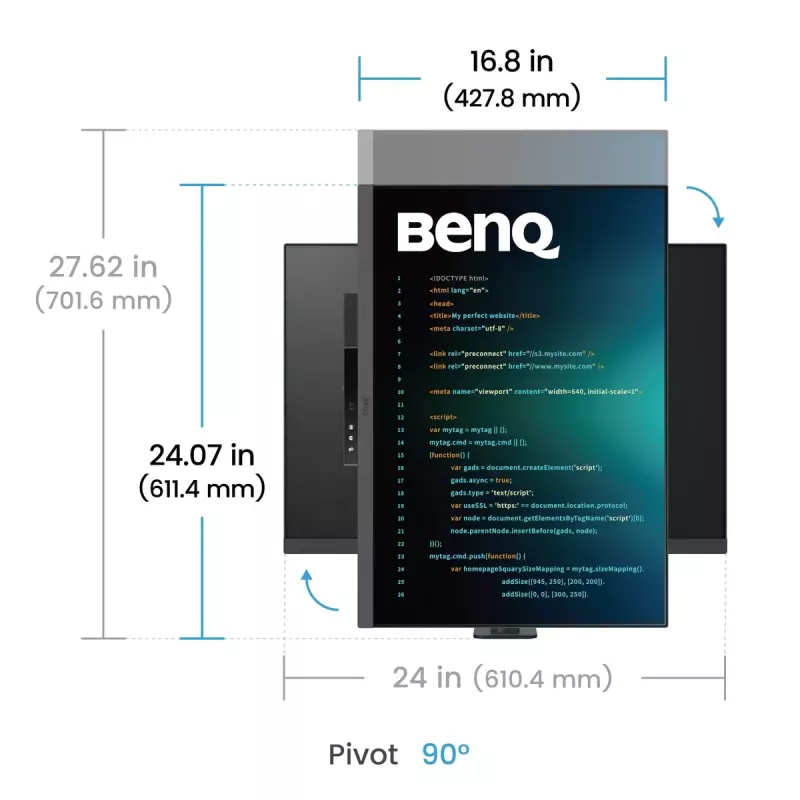 Monitorius BenQ RD280UA 28,2 colio 4K Ultra HD IPS 3840 x 2560, 3:2, HDR10, 350 cd/m², USB-C PD 90W, 5 ms
