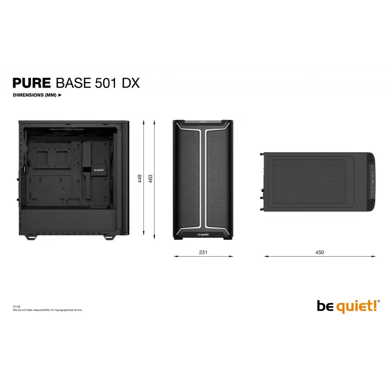 PC korpusas be quiet! Pure Base 501 DX Black Midi Tower