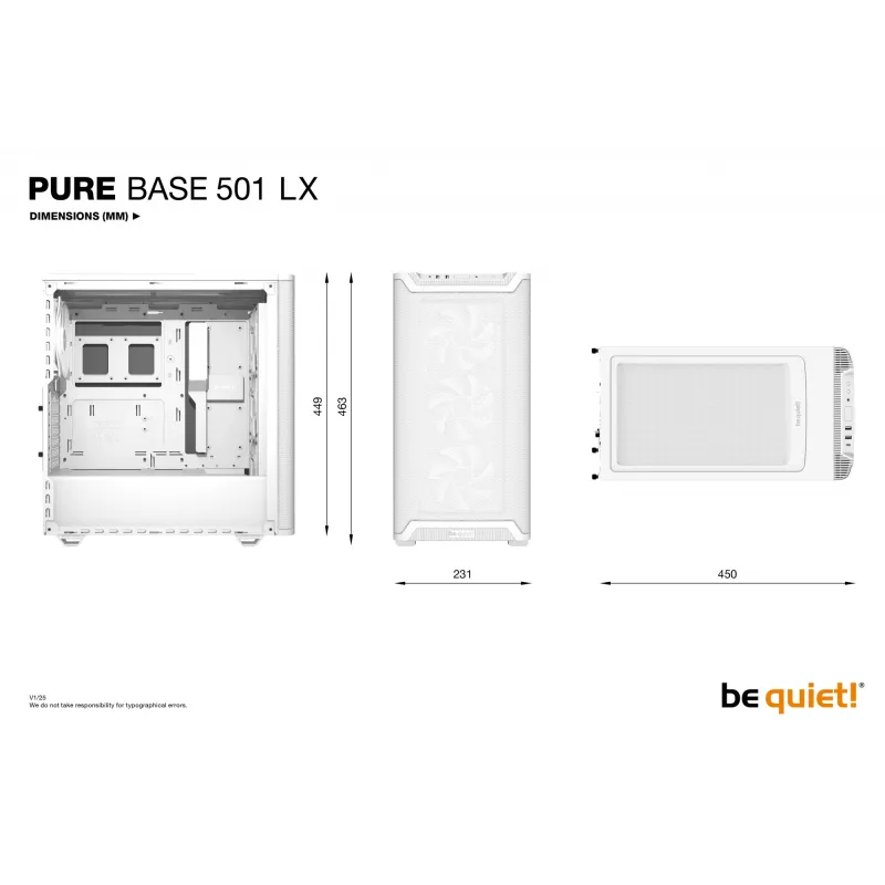 Korpusas be quiet! Pure Base 501 LX White Midi Tower