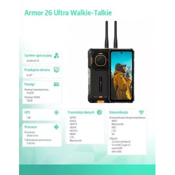 Išmanusis telefonas UleFone Armor 26 Ultra 6,1 colio 12GB RAM 512GB atminties Juoda