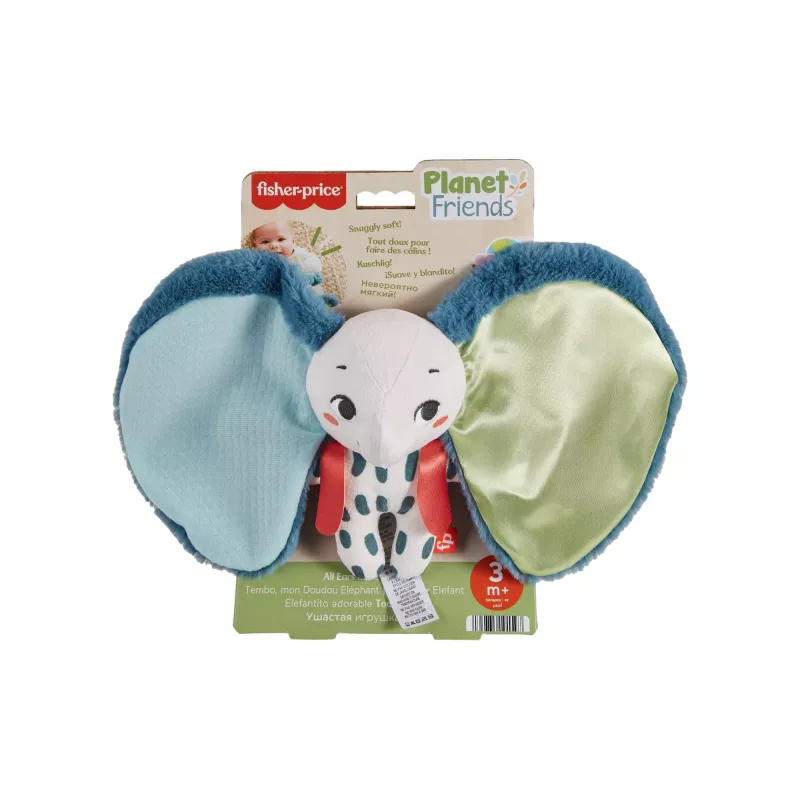 Minkštas žaislas MATTEL Fisher-Price Planet Friends Giant Ear Elephant HKD63, dramblio kompanionas