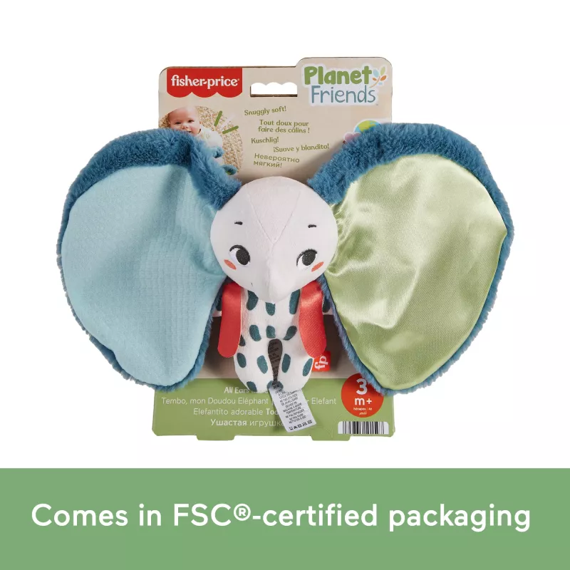 Minkštas žaislas MATTEL Fisher-Price Planet Friends Giant Ear Elephant HKD63, dramblio kompanionas