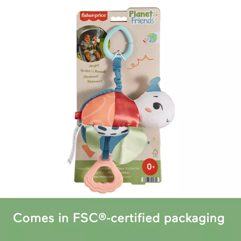 Fisher-Price Planet Friends Sea Me Bounce Vėžlys minkštas žaislas vežimėliui