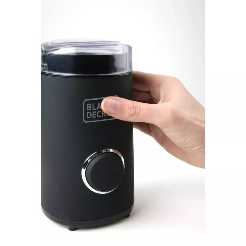 Kavamalė Black & Decker BXCG150E — 150 W, 50 g talpa, nerūdijančio plieno peiliai, mygtuko valdymas