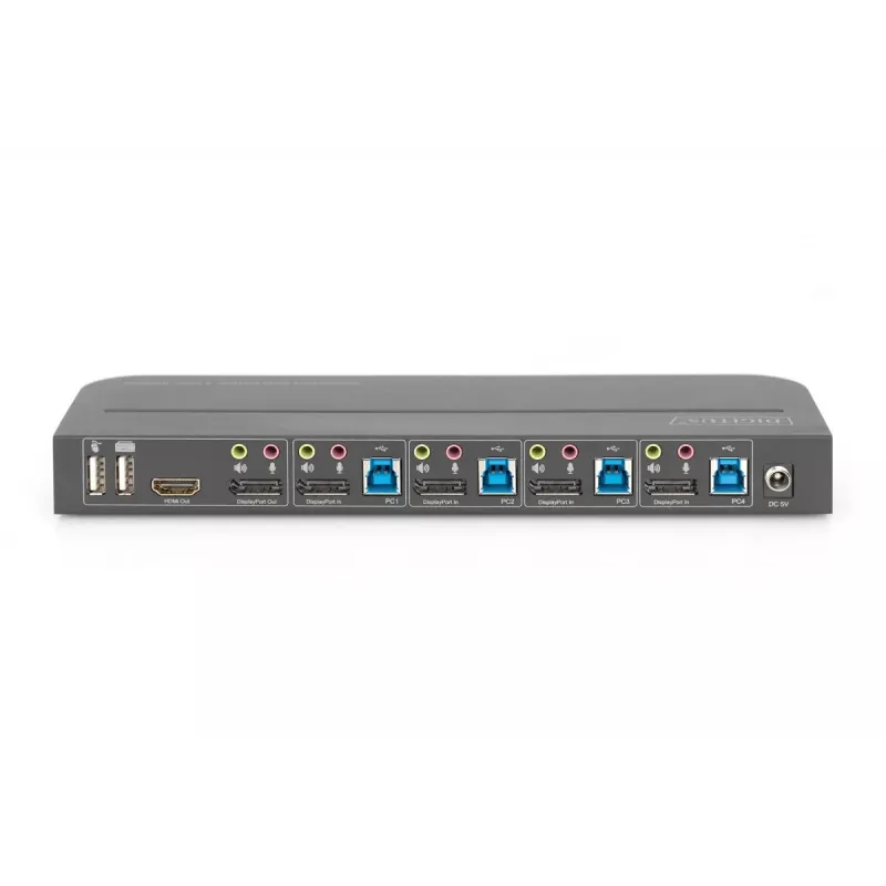 DIGITUS KVM jungiklis 4x1 DP DP/HDMI Out USB 4Kx2K 60Hz