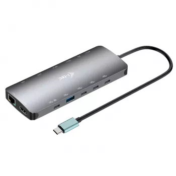 i-tec Metal USB-C Nano 3x Display Dock, 2x HDMI, 1x USB-C vaizdo + Power Delivery 140 W