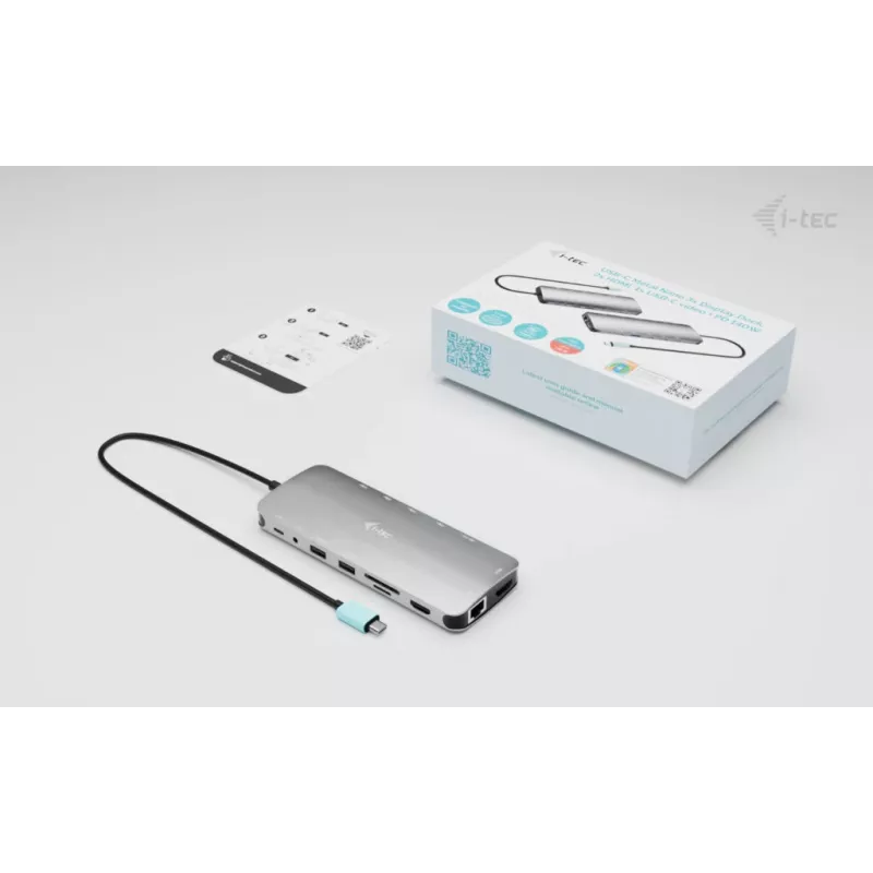 i-tec Metal USB-C Nano 3x Display Dock, 2x HDMI, 1x USB-C vaizdo + Power Delivery 140 W