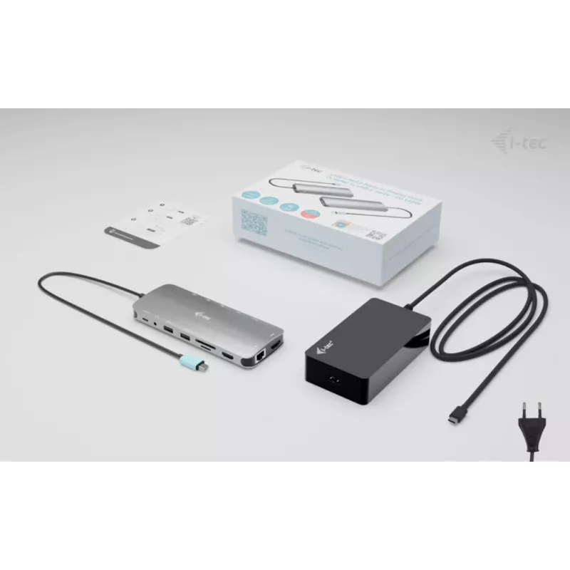 i-tec Metal USB-C Nano 3x Display Dock, 2x HDMI 1x USB-C vaizdo išvestis su Power Delivery 140W ir Universal Charger 140W