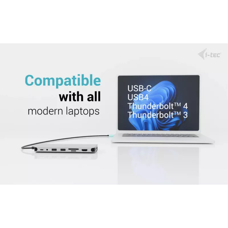 i-tec Metal USB-C Nano 3x Display Dock, 2x HDMI 1x USB-C vaizdo išvestis su Power Delivery 140W ir Universal Charger 140W