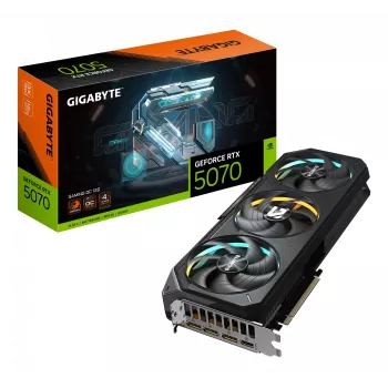 GIGABYTE GeForce RTX 5070 GAMING OC 12G vaizdo plokštė - 12 GB GDDR7, 192 bit, PCI-E 5.0, 2625 MHz branduolio dažnis, 3x DP 2.1a, 1x HDMI 2.1b, NVIDIA DLSS 4, GV-N5070GAMING OC-12GD