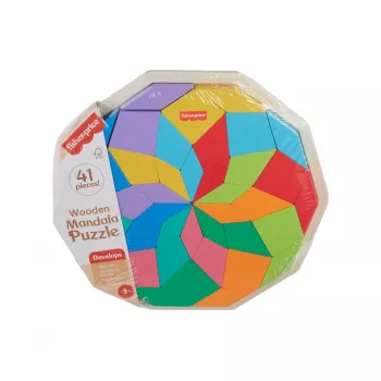 Medinis mandalinis geometrinis dėlionės žaislas Fisher-Price HXT94, 40 detalių