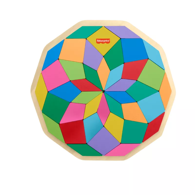 Medinis mandalinis geometrinis dėlionės žaislas Fisher-Price HXT94, 40 detalių