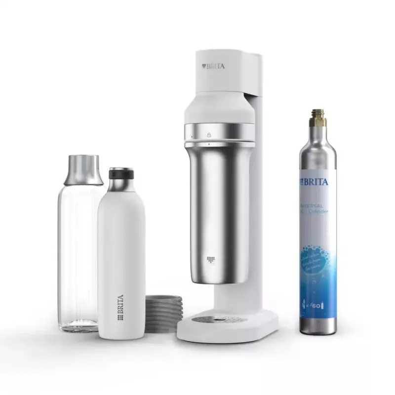 BRITA Carbonator 1046730 Baltas – kompaktiškas gazuoto vandens aparatas su 2 stikliniais buteliais