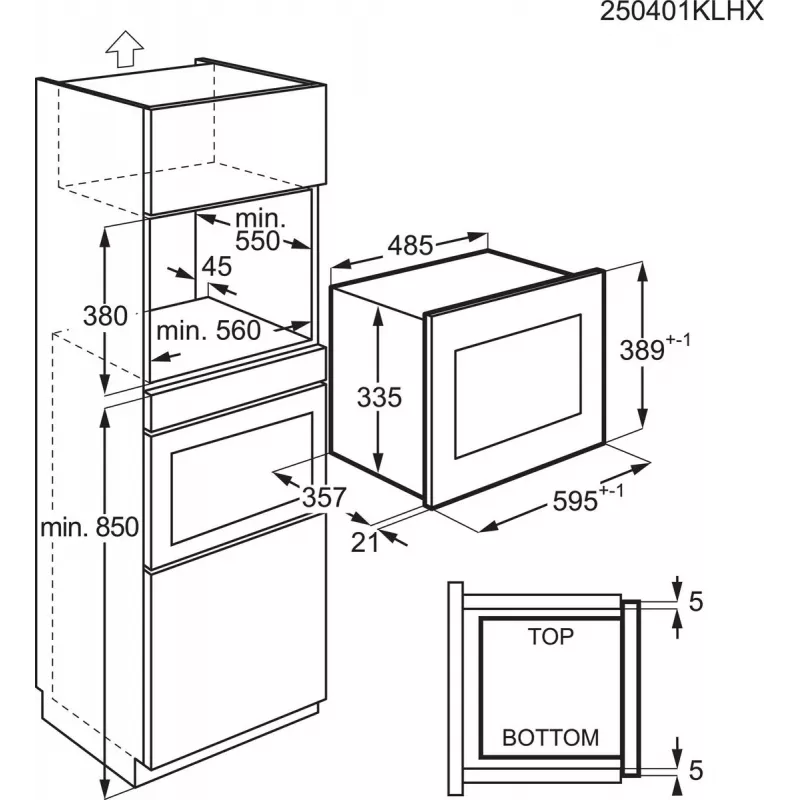 Solo mikrobangų krosnelė Electrolux LMS2203EMX — 700 W, 20 L, nerūdijantis plienas/juoda, įmontuojama (56×35×38 cm)