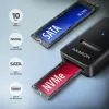 SSD korpusas AXAGON ADM2-AM USB-A 10Gbps vienam M.2 NVMe/SATA diskui, USB 3.2 Gen 2, 10 cm laidas, juodas