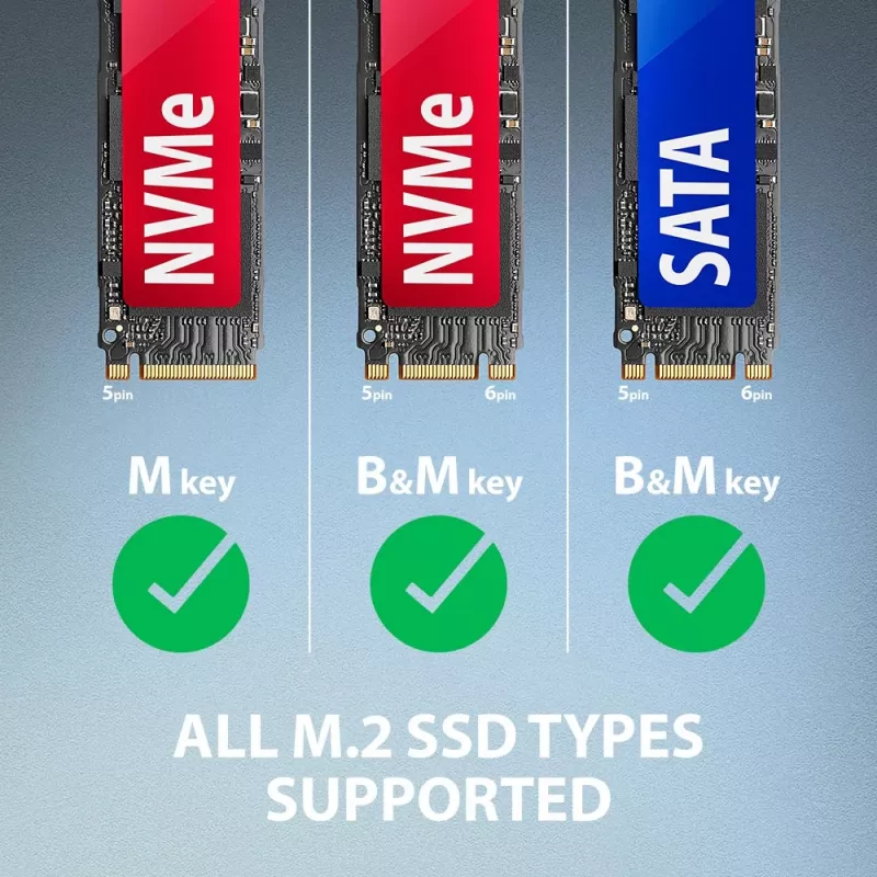 SSD korpusas AXAGON ADM2-AM USB-A 10Gbps vienam M.2 NVMe/SATA diskui, USB 3.2 Gen 2, 10 cm laidas, juodas