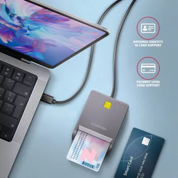 Kortelių skaitytuvas Axagon CRE-SM3TC USB 2.0 Type-C pilkas SmartMedia