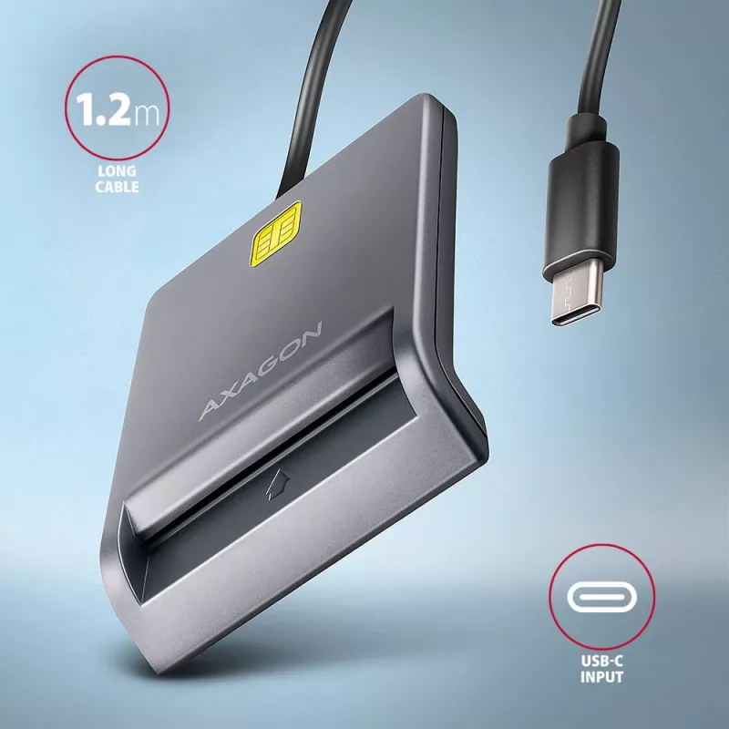 Kortelių skaitytuvas Axagon CRE-SM3TC USB 2.0 Type-C pilkas SmartMedia