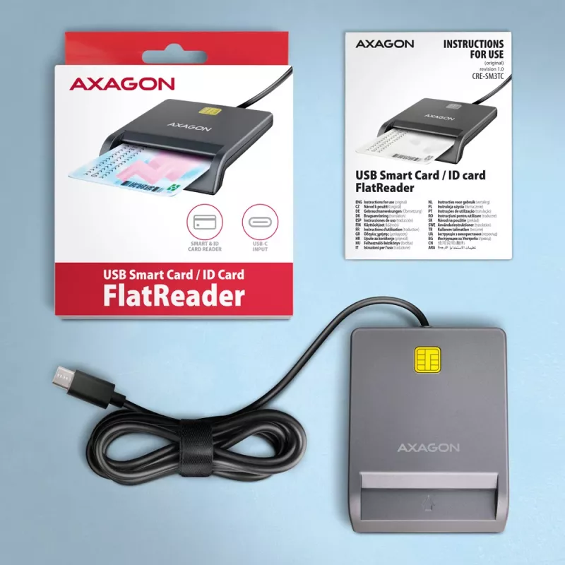 Kortelių skaitytuvas Axagon CRE-SM3TC USB 2.0 Type-C pilkas SmartMedia