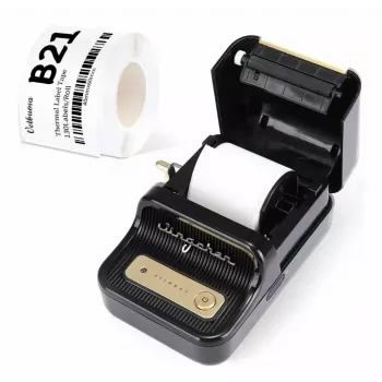 Etikečių spausdintuvas NIIMBOT B21S juodas – kompaktiškas Bluetooth termospausdintuvas ritininėms etiketėms, 50 mm spausdinimo plotis, 60 mm/s, Li-Ion 1200 mAh