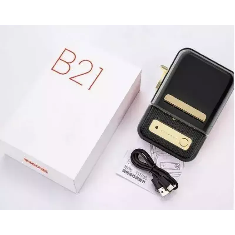 Etikečių spausdintuvas NIIMBOT B21S juodas – kompaktiškas Bluetooth termospausdintuvas ritininėms etiketėms, 50 mm spausdinimo plotis, 60 mm/s, Li-Ion 1200 mAh