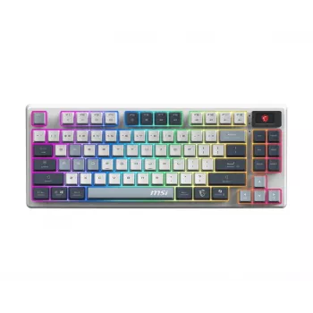 Mechaninė be laidų žaidimų klaviatūra MSI FORGE GK600 TKL belaidė USB + Bluetooth QWERTY UK anglų RGB mėlyna/balta