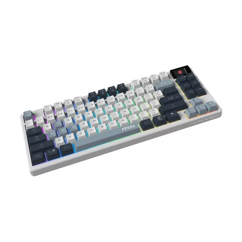 Mechaninė be laidų žaidimų klaviatūra MSI FORGE GK600 TKL belaidė USB + Bluetooth QWERTY UK anglų RGB mėlyna/balta