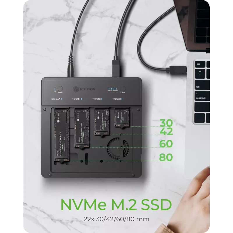 ICY BOX IB-4013MCL-C4 Juoda – M.2 NVMe PCIe 4.0 x4 adapterio kortelė su aušinimu